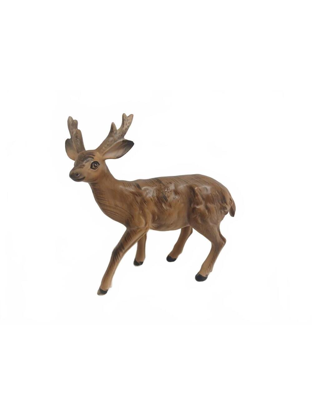 Vintage 1950's Porcelain Deer Buck Stag Figurine Made in Japan 4.25" BIG EYES